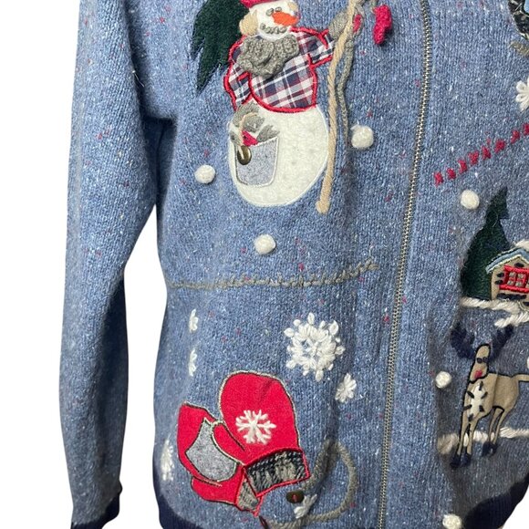 Victoria Jones Petite Large Holiday Knit Sweater Ugly Cute Vintage Christmas - Picture 3 of 12